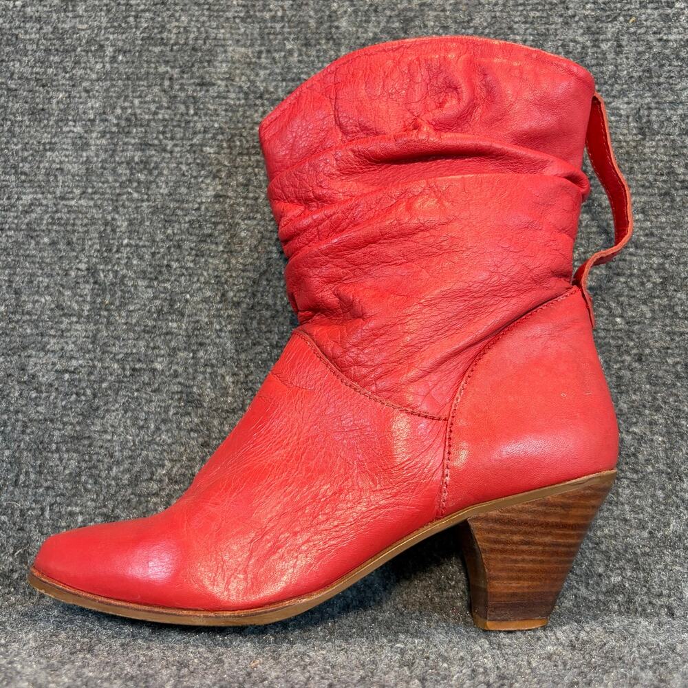 Durango Red Leather Slouch Western Cowboy Short Boots Block Heel Womens 7